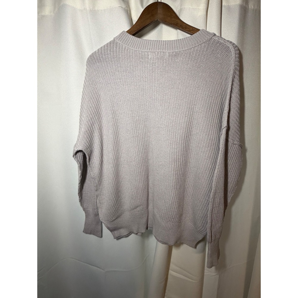 Blu Pepper Women Grey Cotton Knit Crewneck Sweater Drop Shoulder CR1855 Size S - Picture 2 of 4